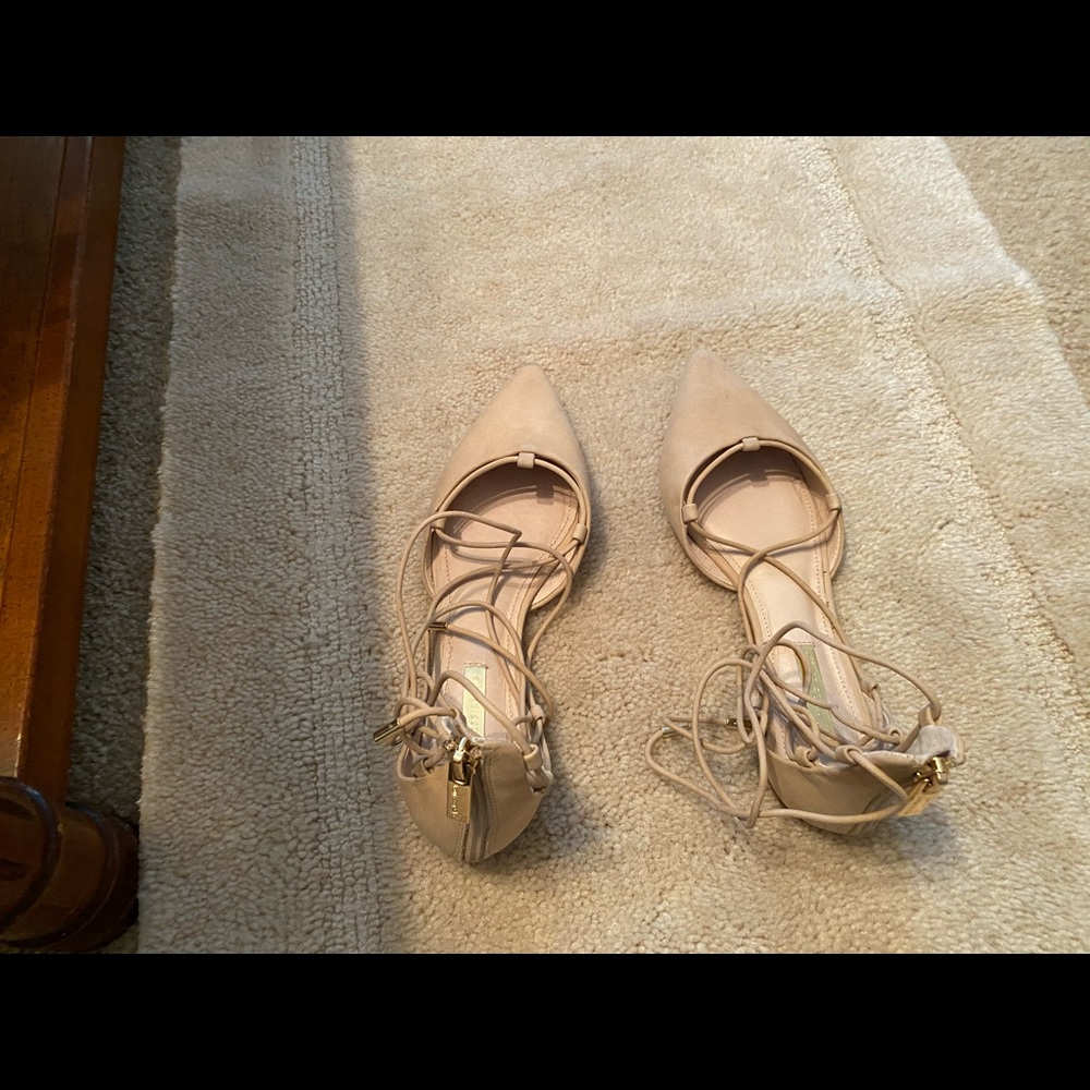 Taupe lace up flats